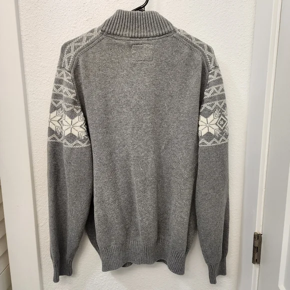 Men's Weatherproof Grey Quarter Zip Fair Isle Winter Pullover Sweater - Picture 4 of 9